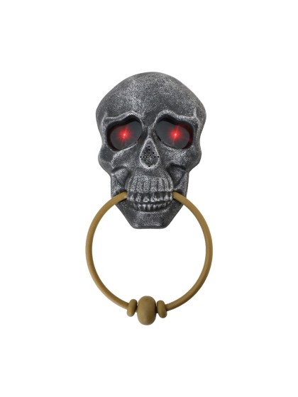 GREY HALLOWEEN SKULL DOOR KNOCKER 27CM X 12CM