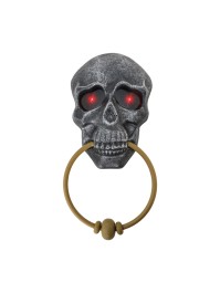 GREY HALLOWEEN SKULL DOOR KNOCKER 27CM X 12CM