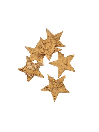 BAG 24 WOODEN BARK MATT GOLD STARS 5.4CM X 5.4CM X 0.1CM