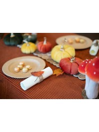 SACHET 12 FEUILLES AUTOMNE TISSU  ENV 11CM X 8CM