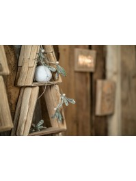 GUIRLANDE GUI BLANC PERLE FEUILLES GIVREES 110CM