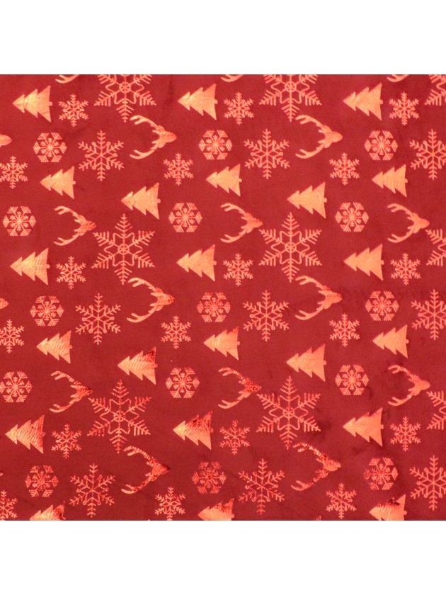 CHEMIN DE TABLE VELOURS XMAS ICONS ROUGE / ROUGE METAL 28CM X 3M