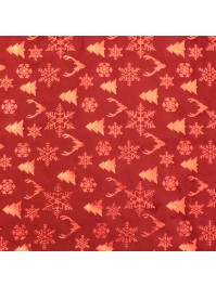 RED/METAL RED XMAS ICONS VELVET TABLE RUNNER 28CM X 3M