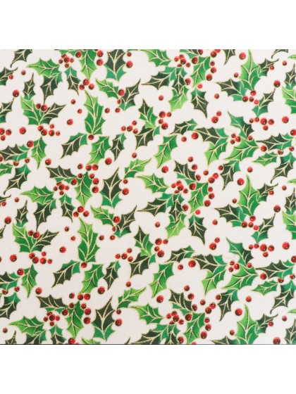 GOLD HOLLY TABLE RUNNER 28CM X 3M