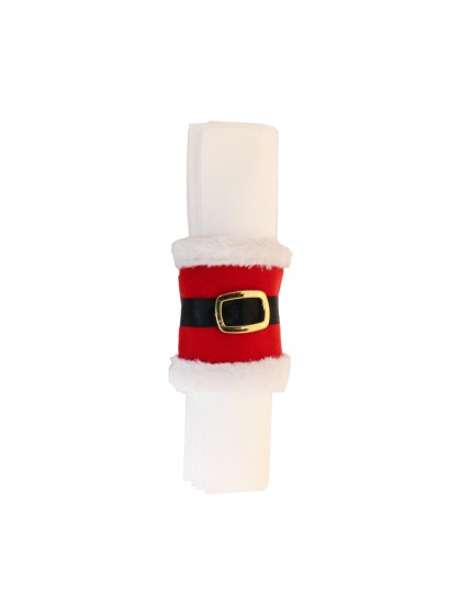 4 SANTA W/ BELT NAPKIN RINGS 7CM X 19CM