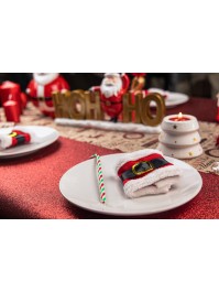 4 RONDS DE SERVIETTES PÈRE NOEL AVEC CEINTURE 7CM X 19CM