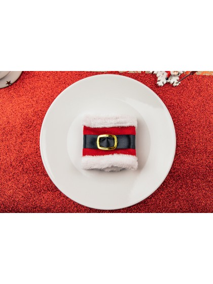 4 RONDS DE SERVIETTES PÈRE NOEL AVEC CEINTURE 7CM X 19CM