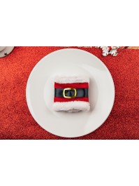 4 RONDS DE SERVIETTES PÈRE NOEL AVEC CEINTURE 7CM X 19CM