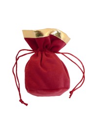 BAG 3 BURGUNDY VELVET BAGS W/ GOLD EDGE 6CM X 6CM X 12CM