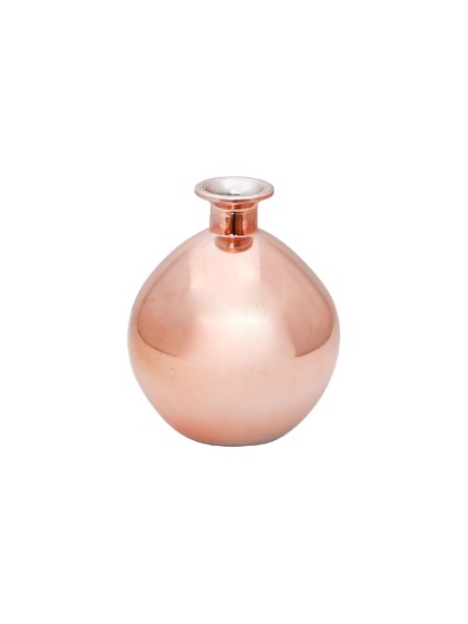 VASE BOULE ROSE GOLD METAL DIA 12.5CM X 14.5CM