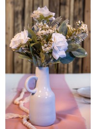 BLUMENSTRAUSS AUS 5 ROSA MIT LAUB WEISS 40.5CM