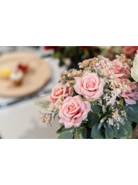 BLUMENSTRAUSS AUS 5 ROSA MIT LAUB ALT ROSA 40.5CM