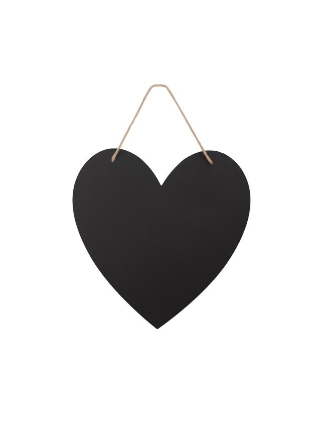 3 ARDOISES CARTON COEURS AV LIEN JUTE 30CM X 30CM