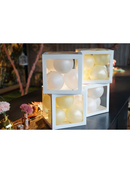4 CARTON CUBES W/ PLASTIC WHITE 30CM X 30CM X 30CM