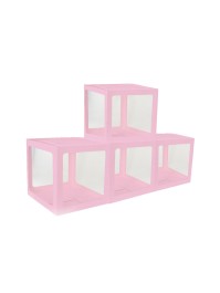 4 CUBES CARTON AV FILM PLASTIQUE RIGIDE ROSE 30CM X 30CM X 30CM