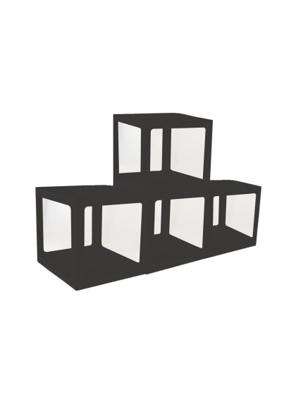 4 CARTON CUBES W/ PLASTIC BLACK 30CM X 30CM X 30CM
