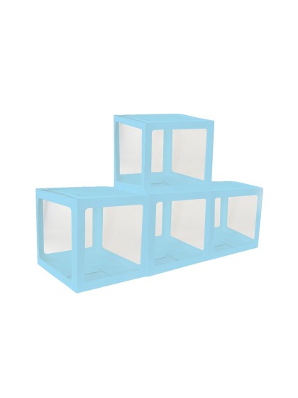 4 CUBES CARTON AV FILM PLASTIQUE RIGIDE BLEU 30CM X 30CM X 30CM