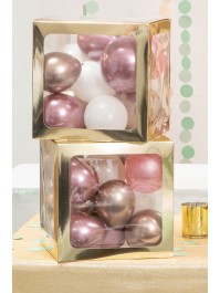 4 CUBES CARTON AV FILM PLASTIQUE RIGIDE OR 30CM X 30CM X 30CM