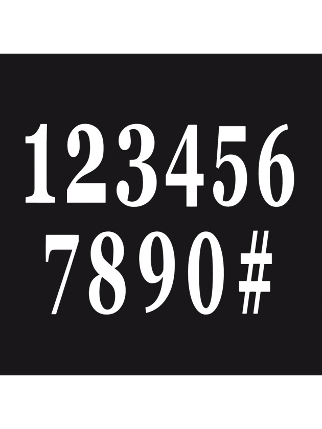 SET 12 ADHESIVE WHITE NUMBERS 14 CM