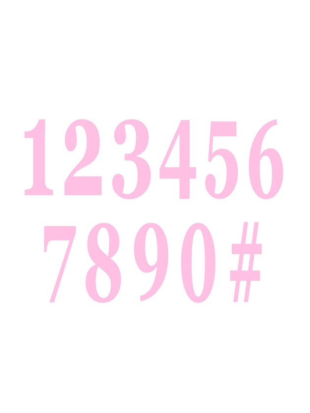 SET 12 ADHESIVE PINK NUMBERS 14 CM