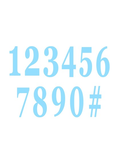 SET 12 ADHESIVE BLUE NUMBERS 14 CM
