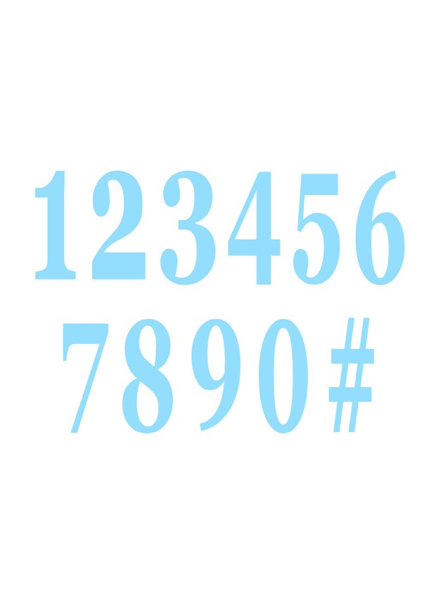 SET 12 ADHESIVE BLUE NUMBERS 14 CM