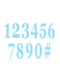 SET 12 ADHESIVE BLUE NUMBERS 14 CM