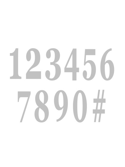 SET 12 ADHESIVE SILVER NUMBERS 14 CM