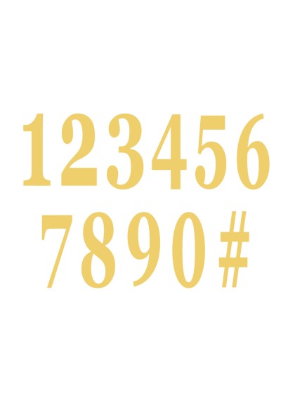 SET 12 ADHESIVE GOLD NUMBERS 14 CM