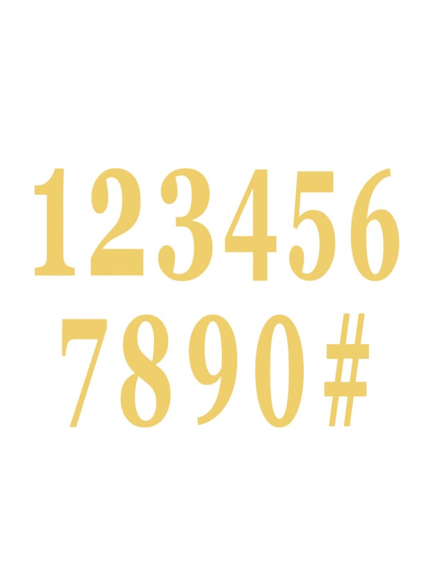 SET 12 ADHESIVE GOLD NUMBERS 14 CM