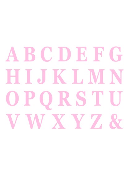 SET DE 48 LETTRES ADHESIVES ROSES HAUTEUR 13.5 CM