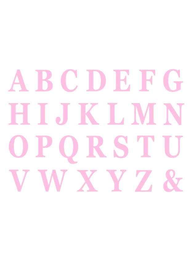 SET DE 48 LETTRES ADHESIVES ROSES HAUTEUR 13.5 CM