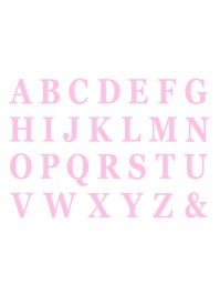 SET DE 48 LETTRES ADHESIVES ROSES HAUTEUR 13.5 CM