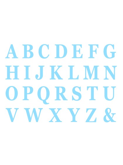 SET AUS 48 BUCHSTABEN  SELBSTKLEBEND BLAU HOHE 13.5 CM