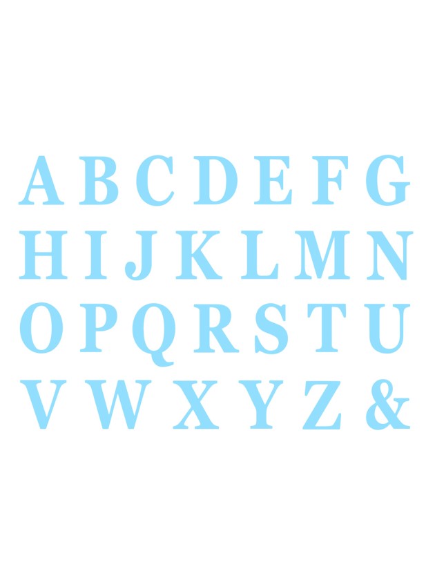 SET DE 48 LETTRES ADHESIVES BLEUES HAUTEUR 13.5 CM