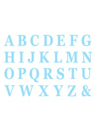 SET AUS 48 BUCHSTABEN  SELBSTKLEBEND BLAU HOHE 13.5 CM