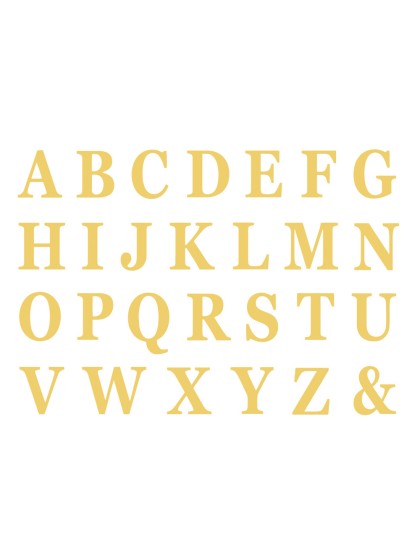 SET AUS 48 BUCHSTABEN  SELBSTKLEBEND GOLD HOHE 13.5 CM