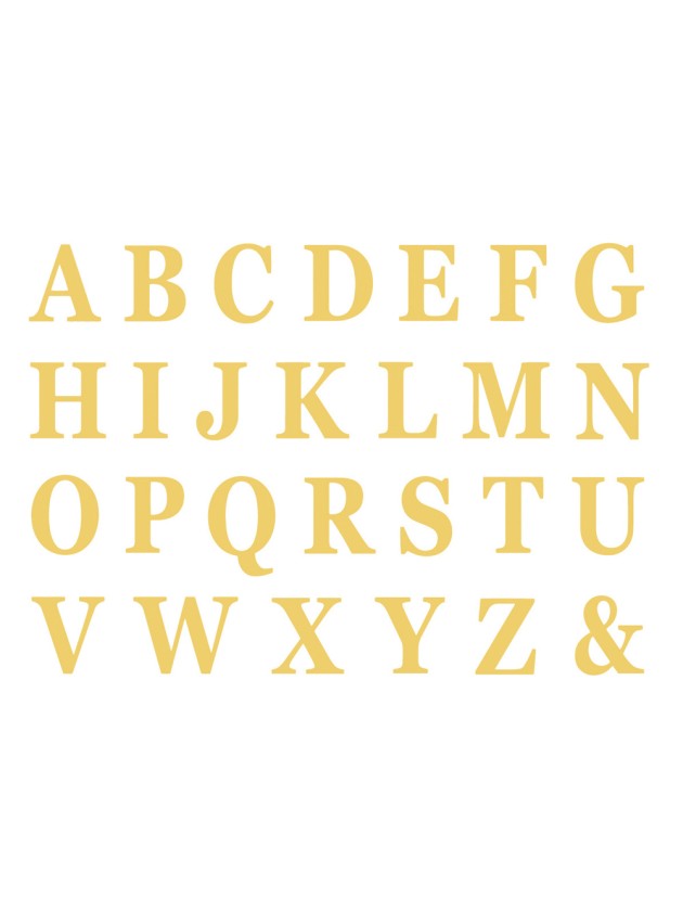 SET DE 48 LETTRES ADHESIVES OR HAUTEUR 13.5 CM