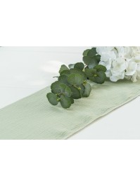 TISCHLÄUFER BAUMWOLLKREPP GRÜN SALBEI 26CM X 3M