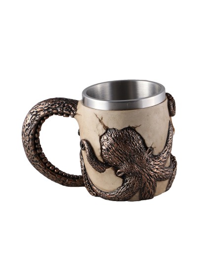 RESIN SKULL MUG OCTOPUS 16.3 X 11.4 X 10.8CM