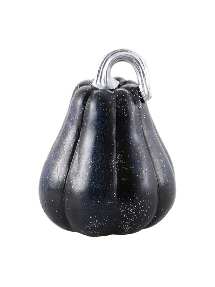 RESIN GLITTER BLACK/BLUE PUMPKIN DIA 12CM X 15.8CM