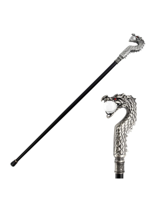 METAL CANE DRAGON WITH BALL 93CM