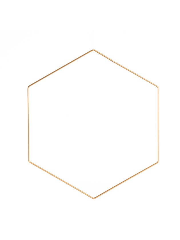 GOLD METAL HEXAGONAL HANGING DECO 30CM X 30CM X 0.3CM