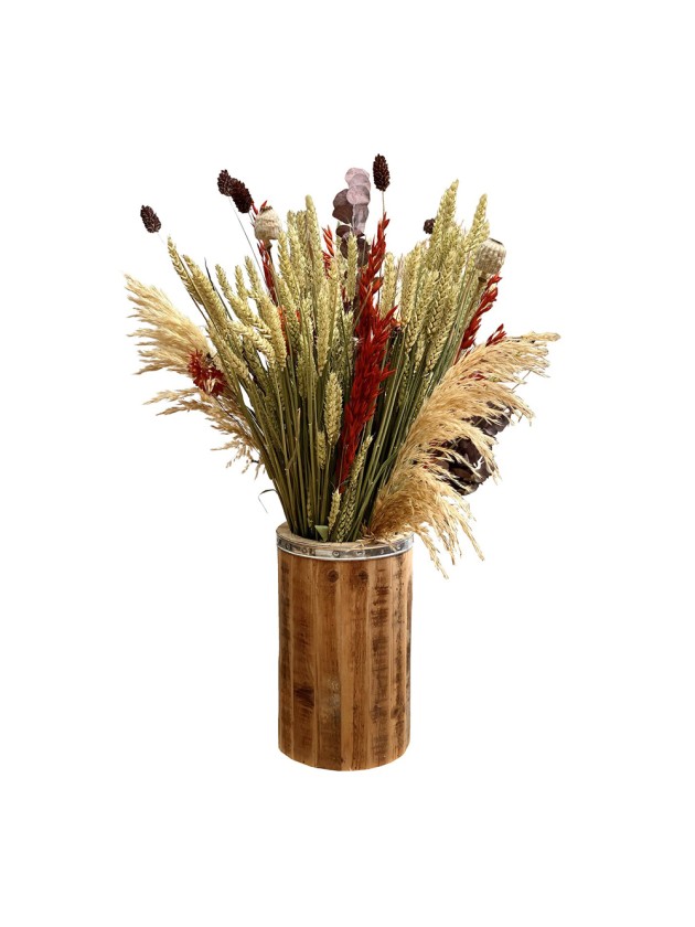 FALL COMPO MADRID - WOODEN POT DIA 15CM X ENV 60CM HT