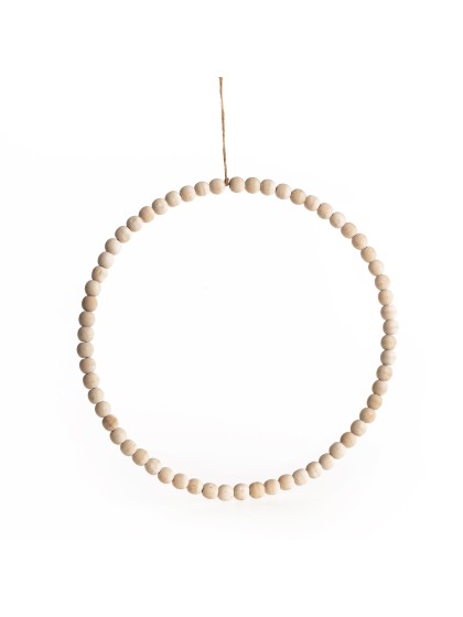 WOODEN BEAD RING TO HANG DIA 26CM X 1.4CM