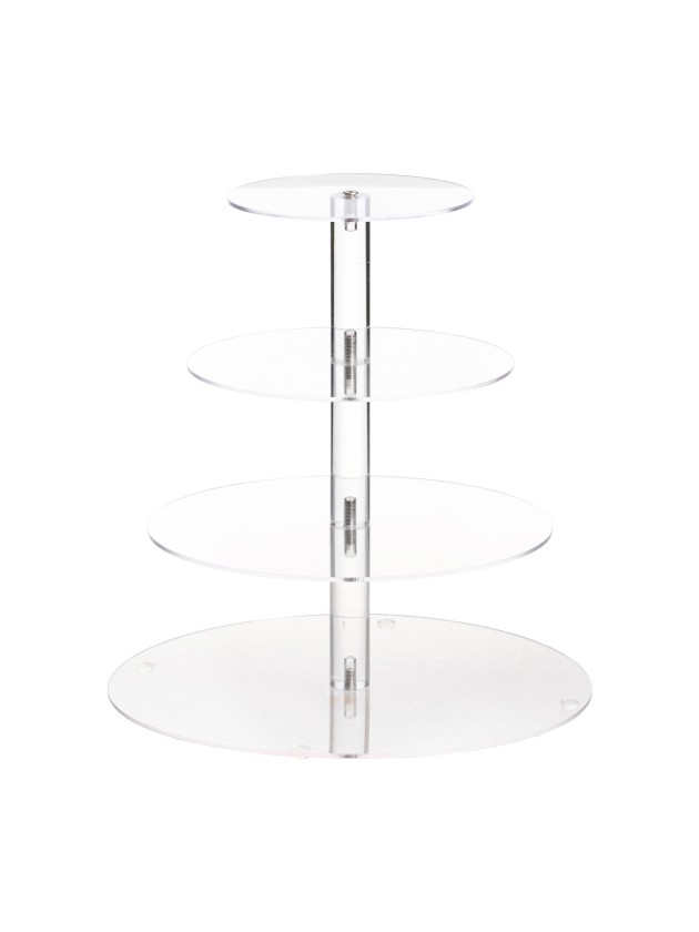 PRESENTOIR A COCKTAIL PLEXI 4 NIVEAUX RONDS DIA 30CM X 32CM