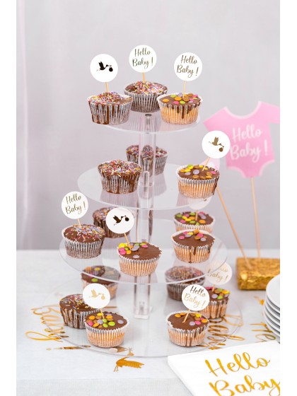 4-LEVEL ROUND ACRYL CAKE STAND DIA 30CM X 32CM