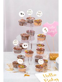 4-LEVEL ROUND ACRYL CAKE STAND DIA 30CM X 32CM