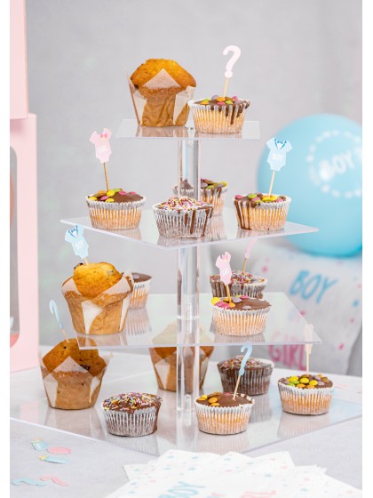 4-LEVEL SQUARE ACRYL CAKE STAND 30CM X 30CM X 32CM