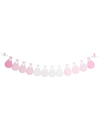 CUSTOMIZABLE BABY SHOWER GARLAND WITH STORKS WHITE/PINK 240CM X 22CM